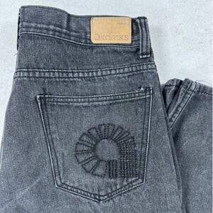 Akademiks Mens Straight Leg Jeans 34x32 Faded Black Denim Embroidered Y2K Street